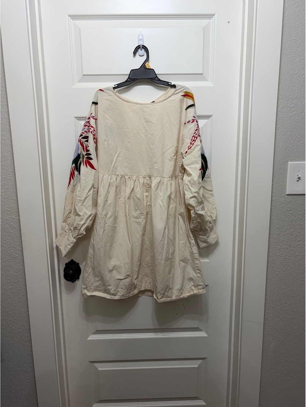 Free People Embroidered Long Sleeve Dress Cream Size Large